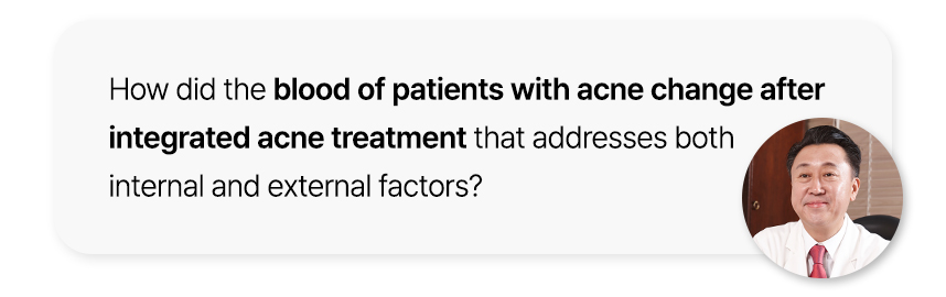 How did the blood of patients with acne change after integrated acne treatment that addresses both internal and external factors?