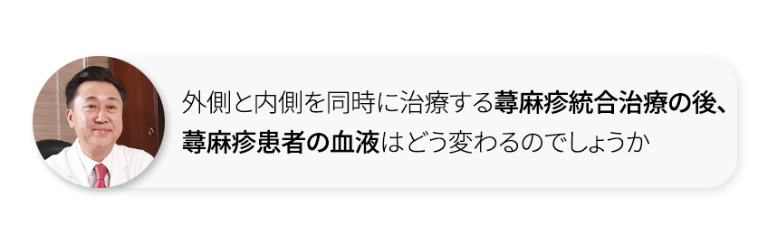 How did the blood of patients with urticaria change after integrated urticaria treatment that addresses both internal and external factors?