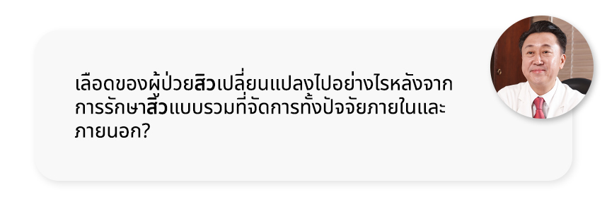 เลือดของผู้ป่วยสิวเปลี่ยนแปลงไปอย่างไรหลังจากการรักษาสิวแบบรวมที่จัดการทั้งปัจจัยภายในและภายนอก?
