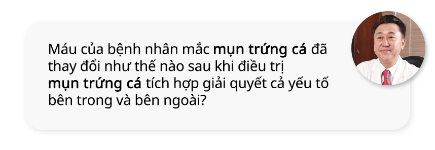 Máu của bệnh nhân mắc mụn trứng cá đã thay đổi như thế nào sau khi điều trị mụn trứng cá tích hợp giải quyết cả yếu tố bên trong và bên ngoài?